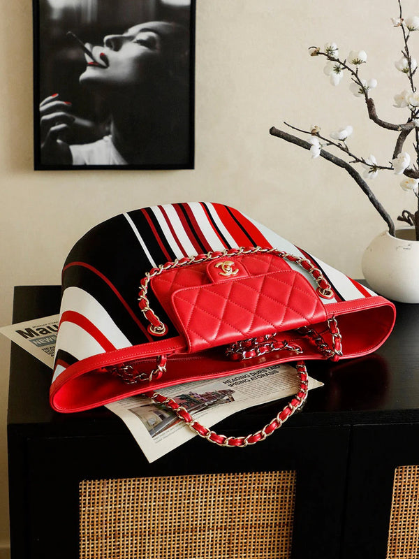 CC 2026 Bag 54cm Red Mix Colors Canvas Leather
