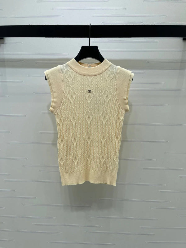 CC 2026 Crew Neck Cable Knit Vest Cotton 677762