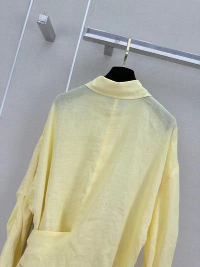 Chanel 2026 Collared Long-sleeved Shirt Yellow Cotton 358050