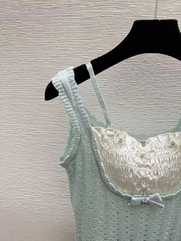 CC 2026 Crop Top Mint Green mix White Cotton