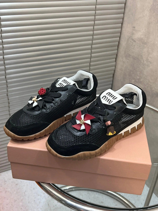 Miu 2026 Tyre Sneakers Mesh Suede Leather 952934