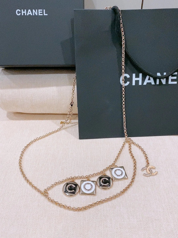 CC 2026 CC Letter Charm Layered Chain Necklace Belt