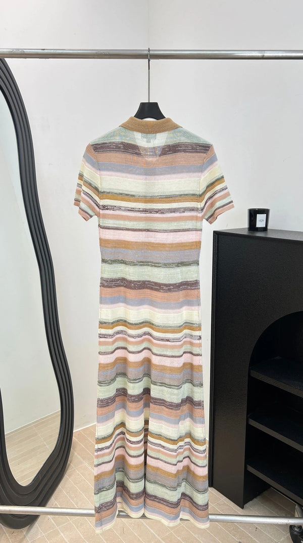 CC 2026 Rainbow Striped Knit Dress Cotton 626203
