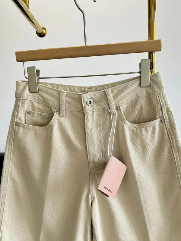 Miu 2026 Denim Shorts Beige Cotton 635724