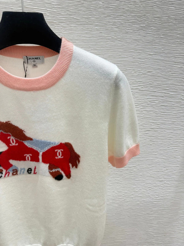 CC 2026 Horse Pattern Knit Short-Sleeve Shirt Cotton 685978