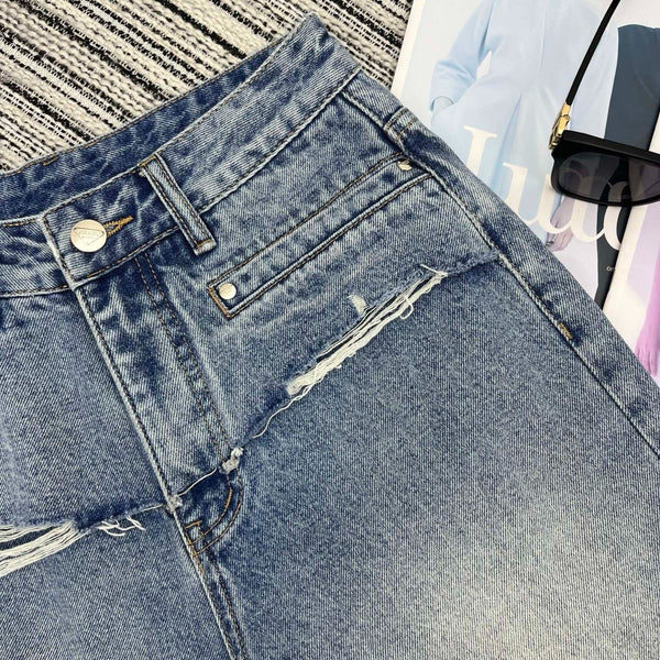 Pra 2026 Short Jean Light Blue Cotton 650231