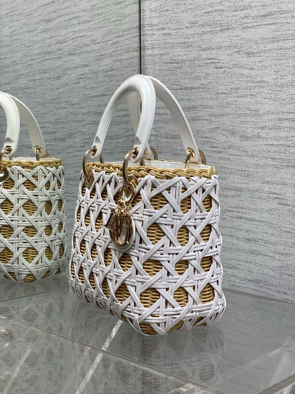 CD 2026 Wicker Cannage Bag 24cm Leather Rattan 355285