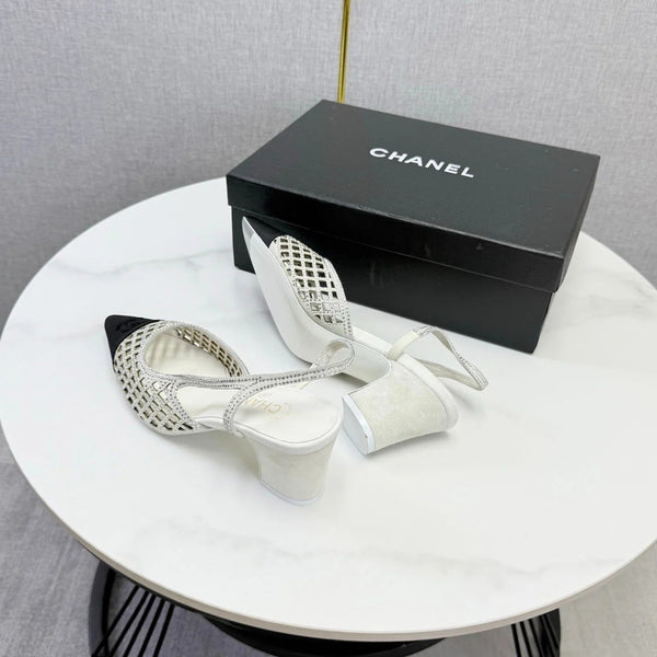 CC 2026 Embellished Mesh Slingback 50mm Sheepskin Satin 904533