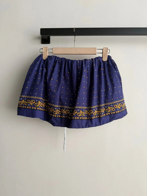 Miu 2026 Strapless Top And Skirt Navy Cotton 641183
