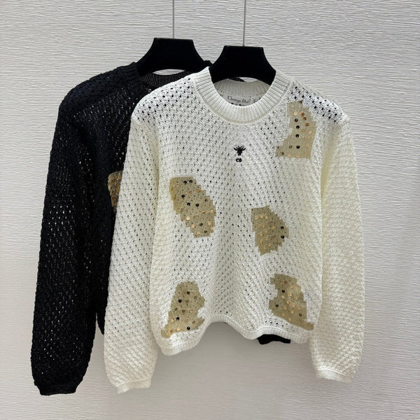 CD 2026 Sequin Crew Neck Knit Long Sleeve Wool 913481