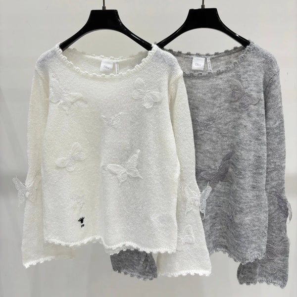 CD 2026 Lace Butterfly Knitted Top Wool 481899