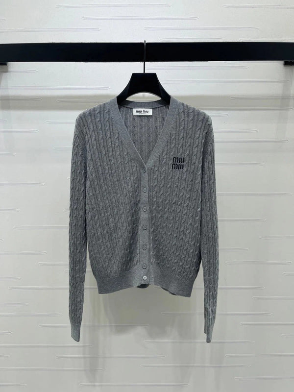 Miu 2026 Knit V-neck Long-Sleeve Cardigan Wool 417676