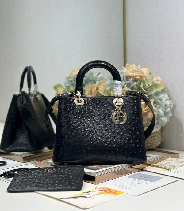 CD 2026 Toujours Bag Black Embossed Calfskin 288195