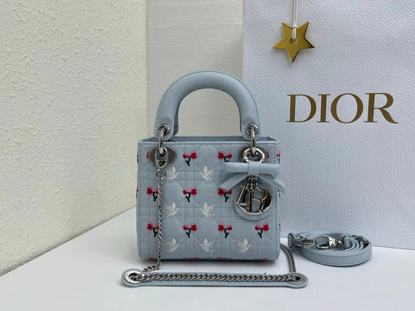 CD 2026 Bird Rose Design Lady Dior Bag Lambskin