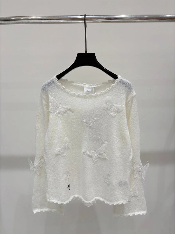 CD 2026 Lace Butterfly Knitted Top Wool 481899