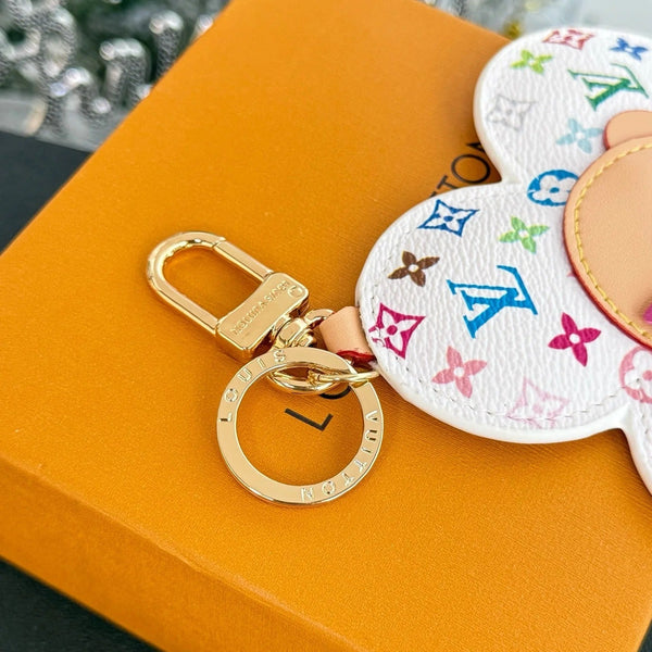 LV x TM Vivienne Head Bag Charm in Monogram Multicolor White Canvas