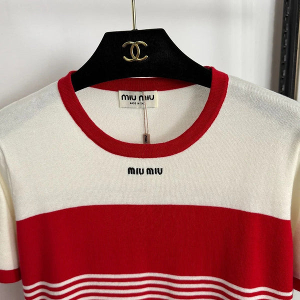 MIUMIU SHORT-SLEEVE KNIT TOP STYLE 360