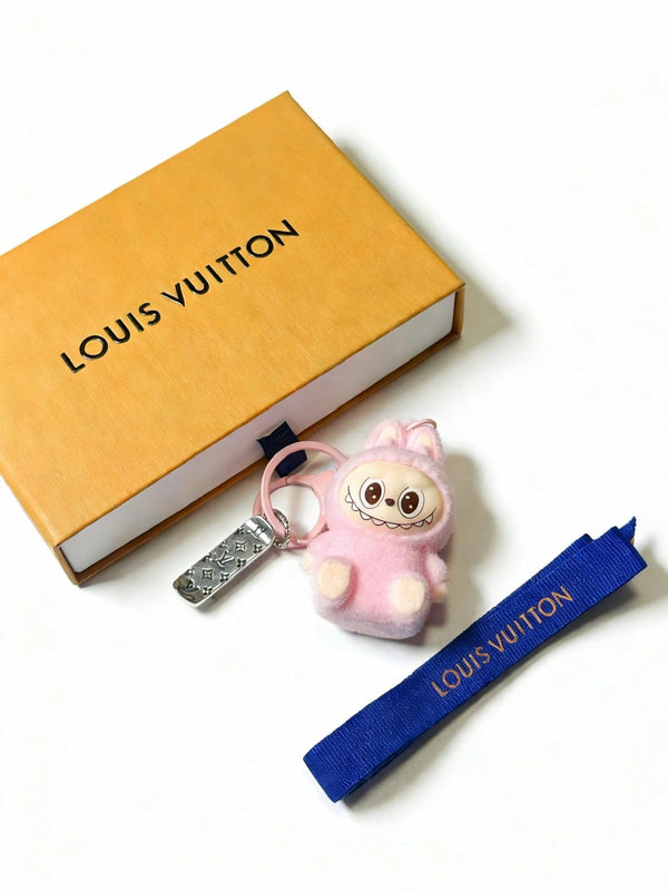 LV Pink Wool Labubu Charm