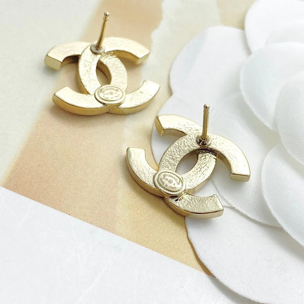 CC Semi-Diamond Double C Light Gold Earrings