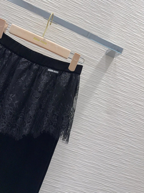 Miu 2026 Pant With Lace Black Velvet 827746