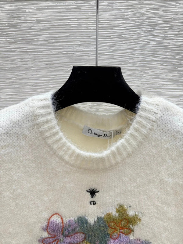 CD 2026 Floral Crew Neck Knitted Vest Wool 244644