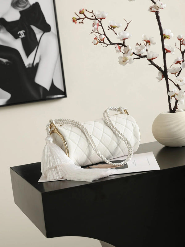 CC 2026 Clutch With Strap 23.5cm White Velvet Leather