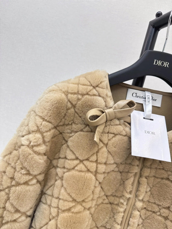 CD 2026 Cannage Pattern Fur Coat 787415