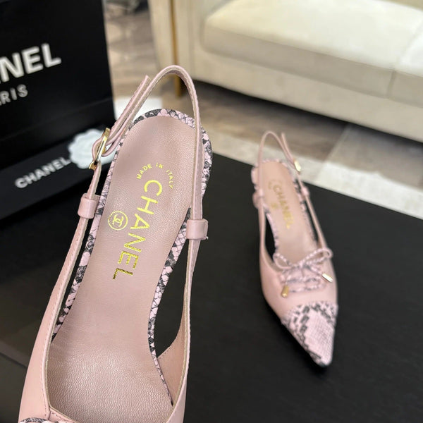 CC 2026 High Heeled Slingback 65 Sheepskin Snake Leather