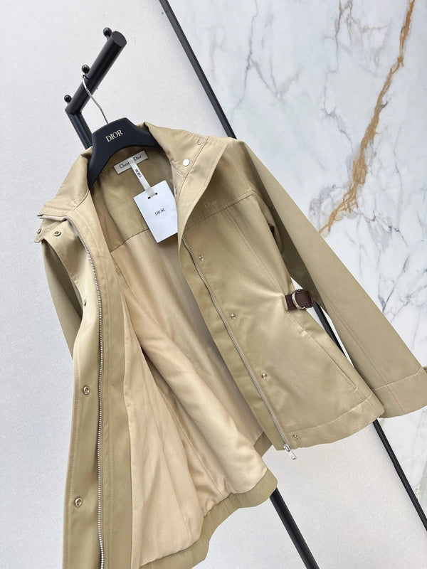 CD 2026 Mid-Length Trench Coat with Double-Sided Leather Belt Cotton 776504