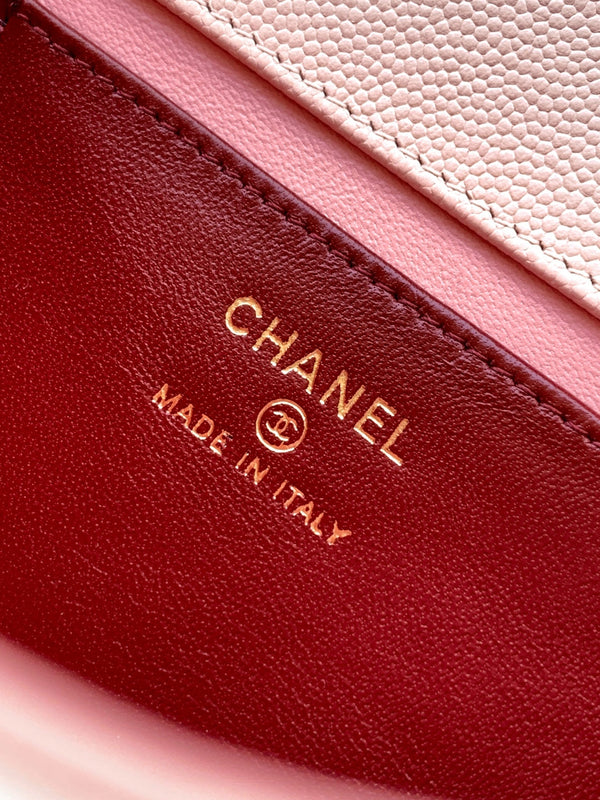 CC 26s Preppy Coco Bag 17cm Light Pink Caviar Leather GHW