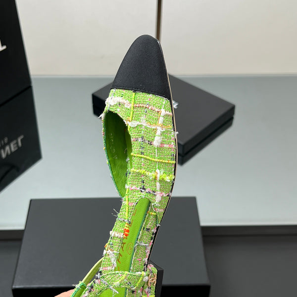 CC Slingback Tweed Green Sheepskin 362815