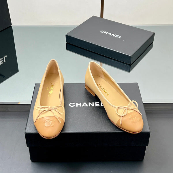 CC Ballet Flats 20mm Beige Sheepskin Mix Gold Pattern 266678
