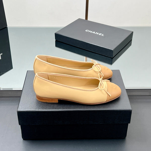 CC Ballet Flats 20mm Beige Sheepskin Mix Gold Pattern 266678