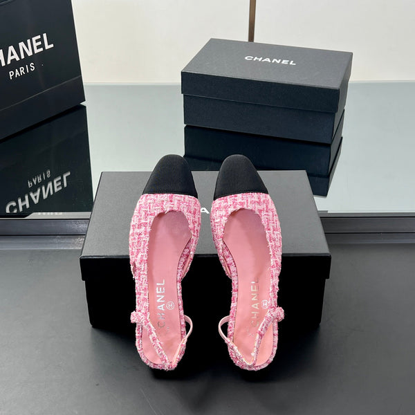 CC Slingback 2.5cm Hot Pink Black Tweed Fabric