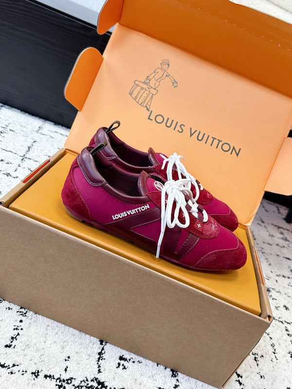 LV Sneakerina Sneaker Burgundy White Suede Leather 616971