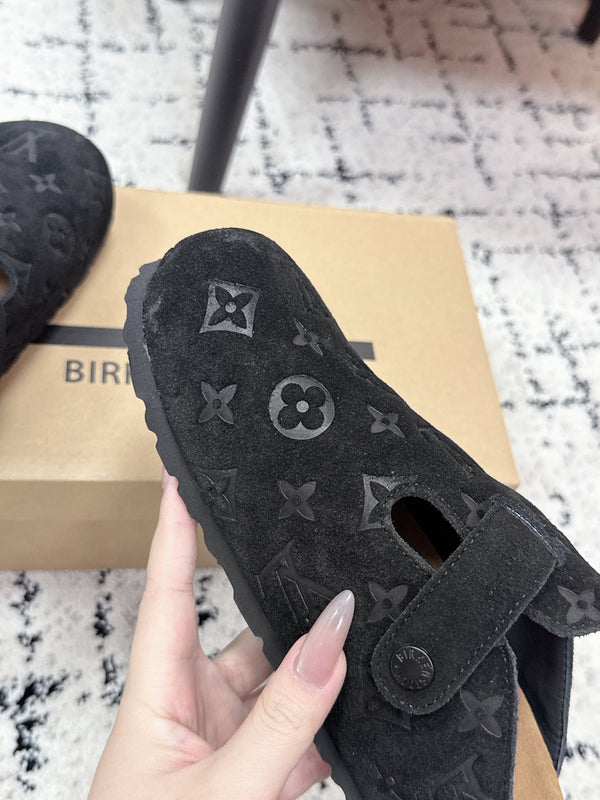 LV Cosy Comfort Mules Black Brown Monogram Suede 616987
