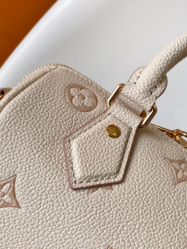LV Speedy 20 Bandoulière Bag Beige Embossed cowhide 252519