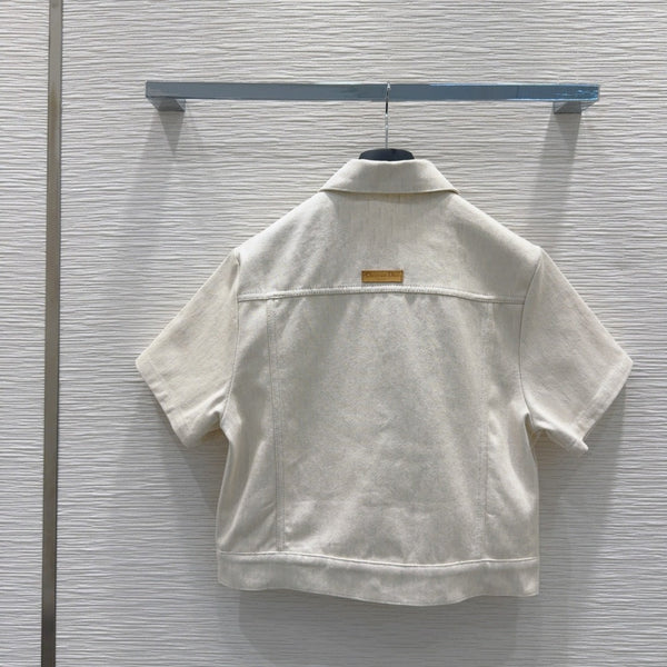 CD 2025 Short-sleeved Jacket Light Beige Cotton