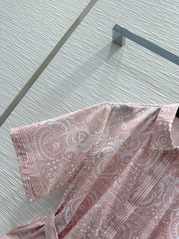 CD 2025 Floral Short Dress Pink Cotton