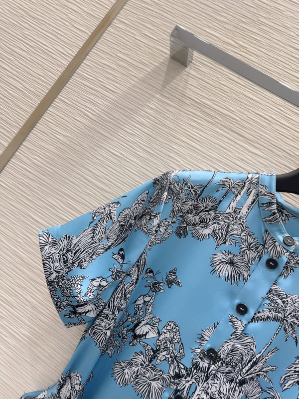 CD 25 Forest Dress Blue mix White Polyester
