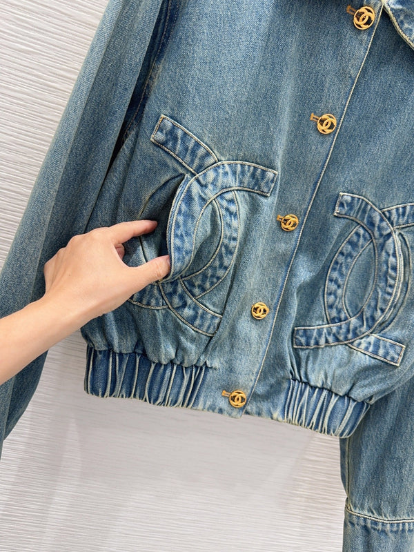 CC 2026 Large Double C Jacket Blue Cotton 426352