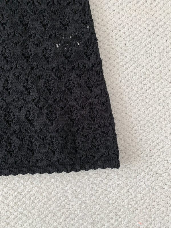 CL Mini Dress Black Cotton Pointelle 380652