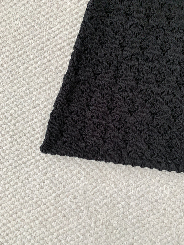 CL Mini Dress Black Cotton Pointelle 380652