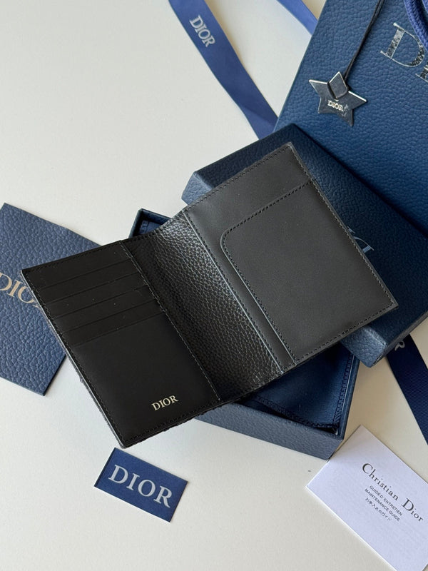 CD Oblique Passport Holder Black Jacquard Cowhide