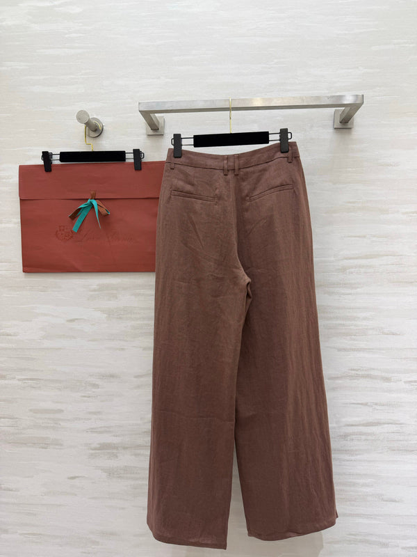 LP 26s Wide-Leg Trousers Brown Linen 398877
