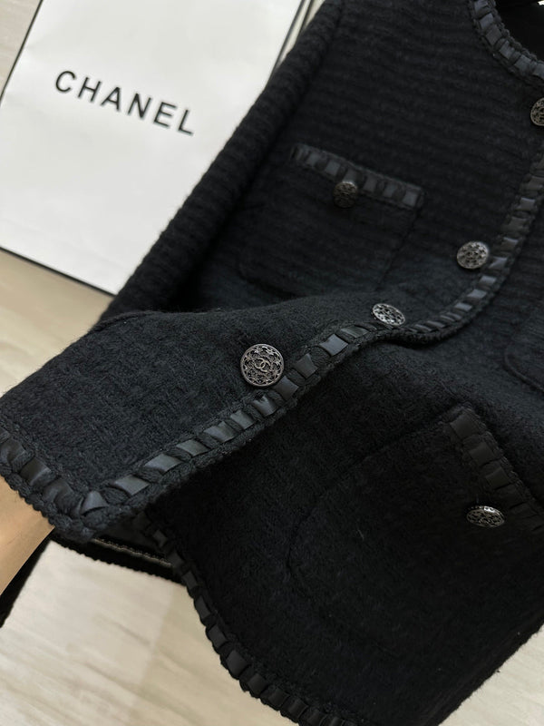 CC 26s Jacket with Braided Trim Black Tweed 414125