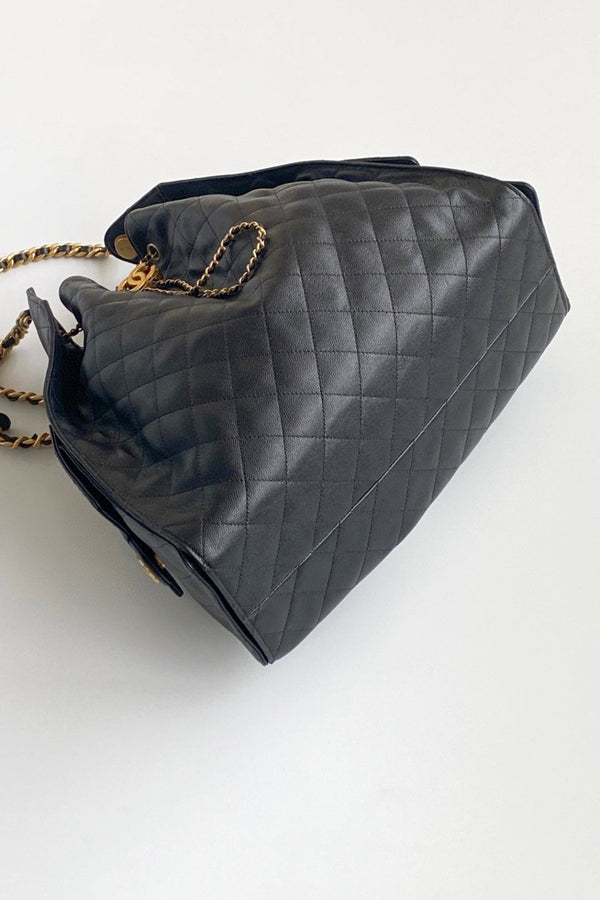 CC 25C Hobo Bag 42cm Black Grained Calfskin