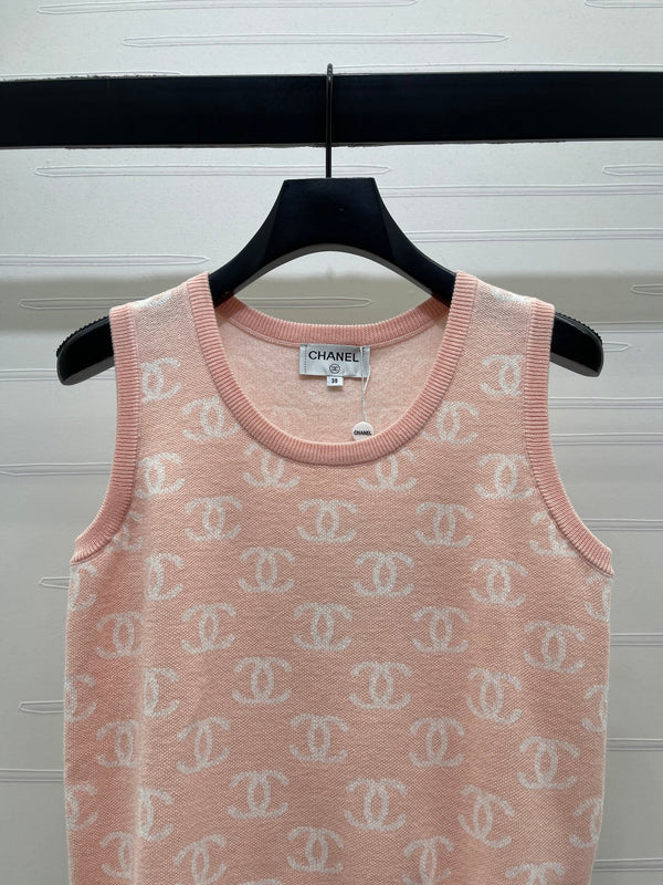 CC 26sJacquard Knit Vest Pink Wool 344122