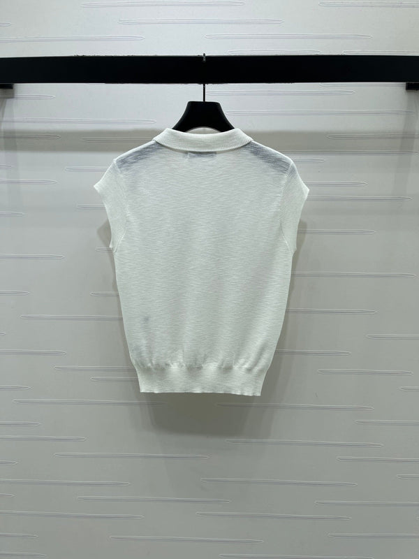 CD Polo Collar Knit Vest Silk Wool 392661