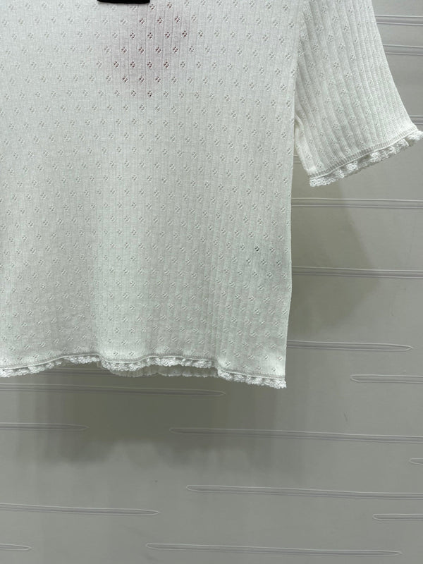 Miu Neck Short-Sleeved Top Linen Silk 392700